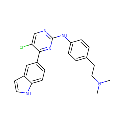 CN(C)CCc1ccc(Nc2ncc(Cl)c(-c3ccc4[nH]ccc4c3)n2)cc1 ZINC000028821335