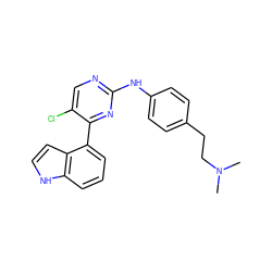 CN(C)CCc1ccc(Nc2ncc(Cl)c(-c3cccc4[nH]ccc34)n2)cc1 ZINC000028821334