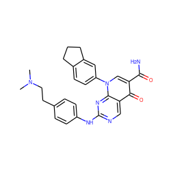 CN(C)CCc1ccc(Nc2ncc3c(=O)c(C(N)=O)cn(-c4ccc5c(c4)CCC5)c3n2)cc1 ZINC000029125378