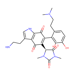 CN(C)CCc1ccc(O)c(O)c1C1=C([C@H]2C(=O)N(C)C(=O)N2C)C(=O)c2c(CCN)c[nH]c2C1=O ZINC000058582055