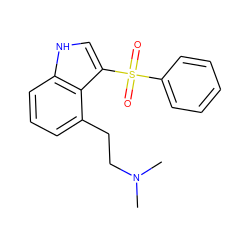 CN(C)CCc1cccc2[nH]cc(S(=O)(=O)c3ccccc3)c12 ZINC000045354389