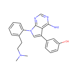 CN(C)CCc1ccccc1-n1cc(-c2cccc(O)c2)c2c(N)ncnc21 ZINC000040408611