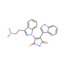 CN(C)CCc1cn(C2=C(c3c[nH]c4ccccc34)C(=O)NC2=O)c2ccccc12 ZINC000029125774