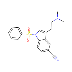 CN(C)CCc1cn(S(=O)(=O)c2ccccc2)c2ccc(C#N)cc12 ZINC000013864763