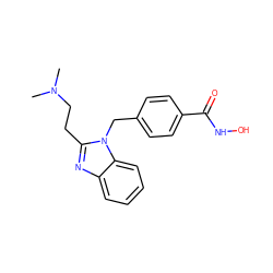 CN(C)CCc1nc2ccccc2n1Cc1ccc(C(=O)NO)cc1 ZINC000201628684