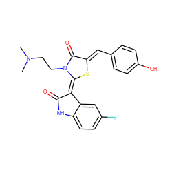 CN(C)CCn1c(=O)/c(=C/c2ccc(O)cc2)s/c1=C1/C(=O)Nc2ccc(F)cc21 ZINC000072177194