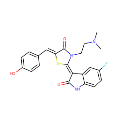 CN(C)CCn1c(=O)/c(=C/c2ccc(O)cc2)s/c1=C1\C(=O)Nc2ccc(F)cc21 ZINC000101739083