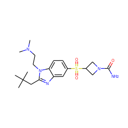 CN(C)CCn1c(CC(C)(C)C)nc2cc(S(=O)(=O)C3CN(C(N)=O)C3)ccc21 ZINC000068244518