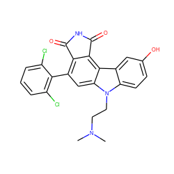 CN(C)CCn1c2ccc(O)cc2c2c3c(c(-c4c(Cl)cccc4Cl)cc21)C(=O)NC3=O ZINC000042888154