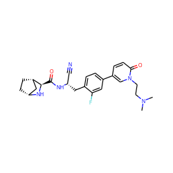 CN(C)CCn1cc(-c2ccc(C[C@@H](C#N)NC(=O)[C@H]3N[C@@H]4CC[C@H]3C4)c(F)c2)ccc1=O ZINC000219295046