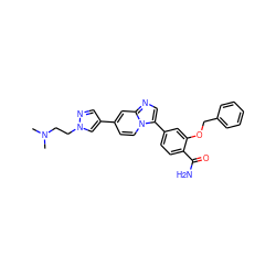 CN(C)CCn1cc(-c2ccn3c(-c4ccc(C(N)=O)c(OCc5ccccc5)c4)cnc3c2)cn1 ZINC001772619558