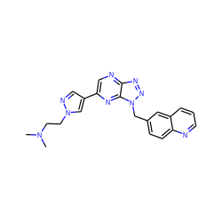 CN(C)CCn1cc(-c2cnc3nnn(Cc4ccc5ncccc5c4)c3n2)cn1 ZINC000095556924