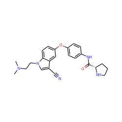 CN(C)CCn1cc(C#N)c2cc(Oc3ccc(NC(=O)[C@@H]4CCCN4)cc3)ccc21 ZINC000299863480