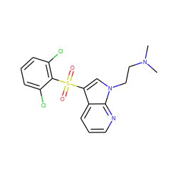 CN(C)CCn1cc(S(=O)(=O)c2c(Cl)cccc2Cl)c2cccnc21 ZINC000045259878