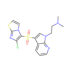 CN(C)CCn1cc(S(=O)(=O)c2c(Cl)nc3sccn23)c2cccnc21 ZINC000003927102