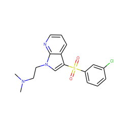 CN(C)CCn1cc(S(=O)(=O)c2cccc(Cl)c2)c2cccnc21 ZINC000003927092