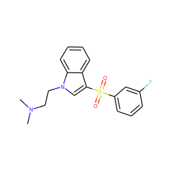 CN(C)CCn1cc(S(=O)(=O)c2cccc(F)c2)c2ccccc21 ZINC000003927140