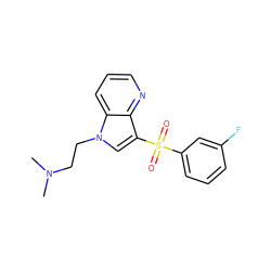 CN(C)CCn1cc(S(=O)(=O)c2cccc(F)c2)c2ncccc21 ZINC000045260958