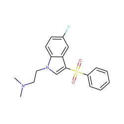 CN(C)CCn1cc(S(=O)(=O)c2ccccc2)c2cc(F)ccc21 ZINC000028396171