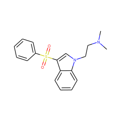 CN(C)CCn1cc(S(=O)(=O)c2ccccc2)c2ccccc21 ZINC000003927125