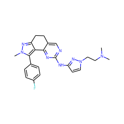 CN(C)CCn1ccc(Nc2ncc3c(n2)-c2c(nn(C)c2-c2ccc(F)cc2)CC3)n1 ZINC000169702314