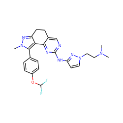 CN(C)CCn1ccc(Nc2ncc3c(n2)-c2c(nn(C)c2-c2ccc(OC(F)F)cc2)CC3)n1 ZINC000169702307