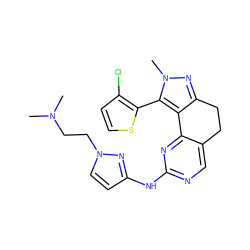 CN(C)CCn1ccc(Nc2ncc3c(n2)-c2c(nn(C)c2-c2sccc2Cl)CC3)n1 ZINC000169702264