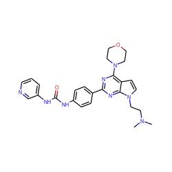 CN(C)CCn1ccc2c(N3CCOCC3)nc(-c3ccc(NC(=O)Nc4cccnc4)cc3)nc21 ZINC000049087795