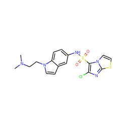 CN(C)CCn1ccc2cc(NS(=O)(=O)c3c(Cl)nc4sccn34)ccc21 ZINC000013611670