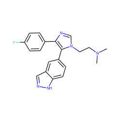 CN(C)CCn1cnc(-c2ccc(F)cc2)c1-c1ccc2[nH]ncc2c1 ZINC000066073644