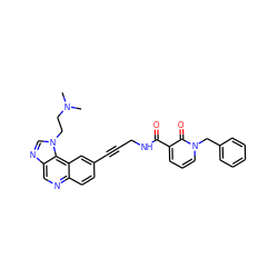 CN(C)CCn1cnc2cnc3ccc(C#CCNC(=O)c4cccn(Cc5ccccc5)c4=O)cc3c21 ZINC000169710257