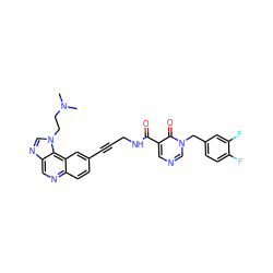 CN(C)CCn1cnc2cnc3ccc(C#CCNC(=O)c4cncn(Cc5ccc(F)c(F)c5)c4=O)cc3c21 ZINC000169710209