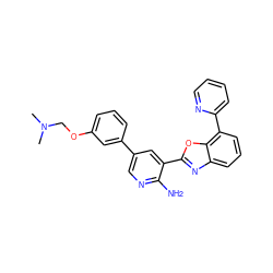 CN(C)COc1cccc(-c2cnc(N)c(-c3nc4cccc(-c5ccccn5)c4o3)c2)c1 ZINC000103250004