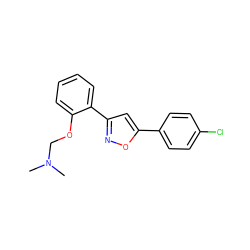 CN(C)COc1ccccc1-c1cc(-c2ccc(Cl)cc2)on1 ZINC000028379249