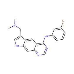 CN(C)Cc1c[nH]c2cc3ncnc(Nc4cccc(Br)c4)c3cc12 ZINC000003815116