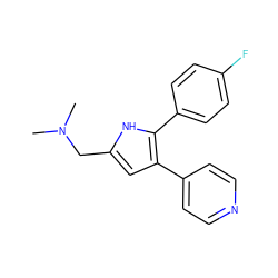 CN(C)Cc1cc(-c2ccncc2)c(-c2ccc(F)cc2)[nH]1 ZINC000036160935