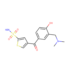 CN(C)Cc1cc(C(=O)c2csc(S(N)(=O)=O)c2)ccc1O ZINC000027209293