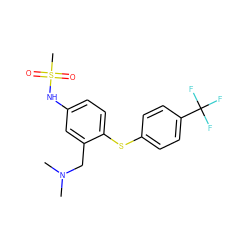 CN(C)Cc1cc(NS(C)(=O)=O)ccc1Sc1ccc(C(F)(F)F)cc1 ZINC000040411331