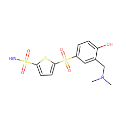 CN(C)Cc1cc(S(=O)(=O)c2ccc(S(N)(=O)=O)s2)ccc1O ZINC000001542489