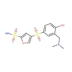 CN(C)Cc1cc(S(=O)(=O)c2coc(S(N)(=O)=O)c2)ccc1O ZINC000013727947