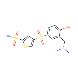 CN(C)Cc1cc(S(=O)(=O)c2csc(S(N)(=O)=O)c2)ccc1O ZINC000013727931