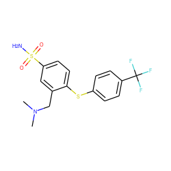 CN(C)Cc1cc(S(N)(=O)=O)ccc1Sc1ccc(C(F)(F)F)cc1 ZINC000040424585