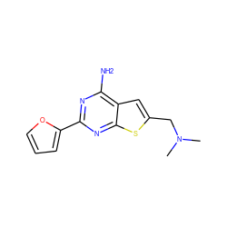 CN(C)Cc1cc2c(N)nc(-c3ccco3)nc2s1 ZINC000118590516