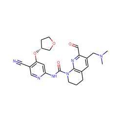 CN(C)Cc1cc2c(nc1C=O)N(C(=O)Nc1cc(O[C@@H]3CCOC3)c(C#N)cn1)CCC2 ZINC001772653578