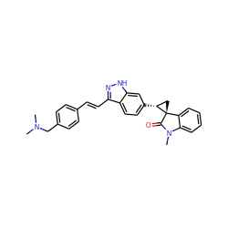 CN(C)Cc1ccc(/C=C/c2n[nH]c3cc([C@@H]4C[C@@]45C(=O)N(C)c4ccccc45)ccc23)cc1 ZINC000145161930