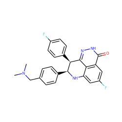 CN(C)Cc1ccc([C@@H]2Nc3cc(F)cc4c(=O)[nH]nc(c34)[C@@H]2c2ccc(F)cc2)cc1 ZINC000118617875