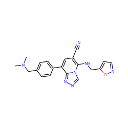 CN(C)Cc1ccc(-c2cc(C#N)c(NCc3ccno3)n3cnnc23)cc1 ZINC001772588183