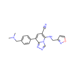 CN(C)Cc1ccc(-c2cc(C#N)c(NCc3ccon3)n3cnnc23)cc1 ZINC001772625022