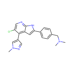 CN(C)Cc1ccc(-c2cc3c(-c4cnn(C)c4)c(Cl)cnc3[nH]2)cc1 ZINC000049072633