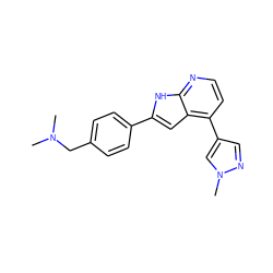 CN(C)Cc1ccc(-c2cc3c(-c4cnn(C)c4)ccnc3[nH]2)cc1 ZINC000049072611